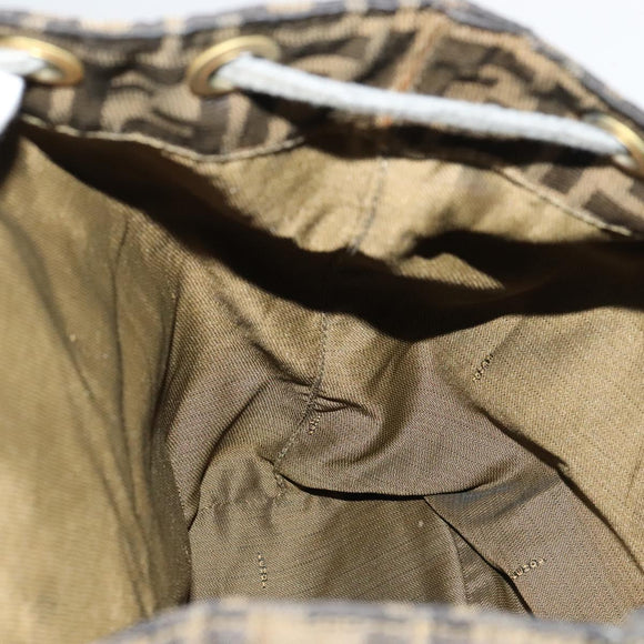 FENDI Zucca Canvas Backpack Brown Black gold Auth 111351