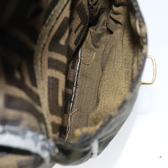 FENDI Zucca Canvas Backpack Brown Black gold Auth 111351