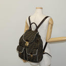 FENDI Zucca Canvas Backpack Brown Black gold Auth 111351-27