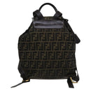 FENDI Zucca Canvas Backpack Brown Black gold Auth 111351-2