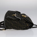 FENDI Zucca Canvas Backpack Brown Black gold Auth 111351-3