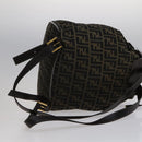 FENDI Zucca Canvas Backpack Brown Black gold Auth 111351-8