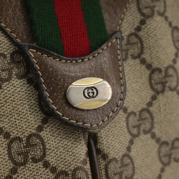 GUCCI GG Supreme Web Sherry Line Shoulder Bag PVC Beige 904 02 047 Auth 111359