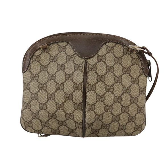 GUCCI GG Supreme Web Sherry Line Shoulder Bag PVC Beige 904 02 047 Auth 111359