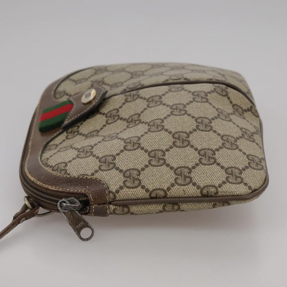 GUCCI GG Supreme Web Sherry Line Shoulder Bag PVC Beige 904 02 047 Auth 111359