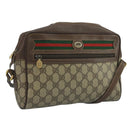 GUCCI GG Supreme Web Sherry Line Shoulder Bag PVC Beige 56 02 088 Auth 111361-1