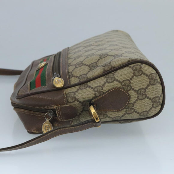 GUCCI GG Supreme Web Sherry Line Shoulder Bag PVC Beige 56 02 088 Auth 111361