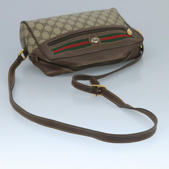 GUCCI GG Supreme Web Sherry Line Shoulder Bag PVC Beige 56 02 088 Auth 111361