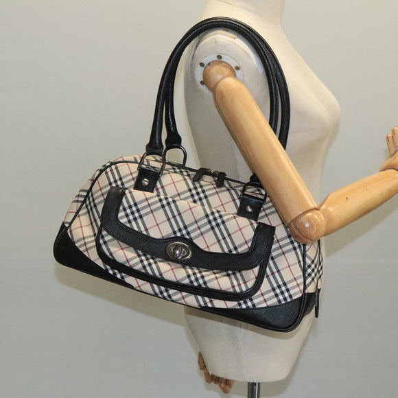 BURBERRY Nova Check Shoulder Bag Canvas Leather Beige Auth 111365V
