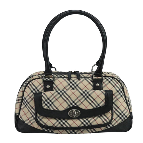 BURBERRY Nova Check Shoulder Bag Canvas Leather Beige Auth 111365V