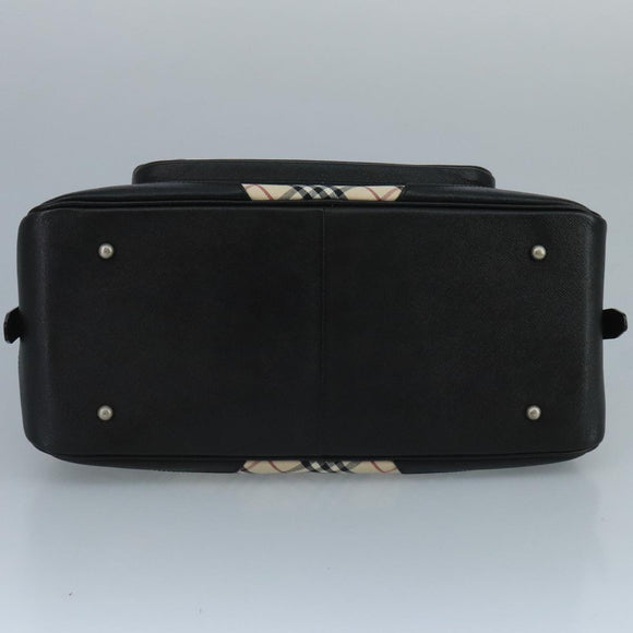 BURBERRY Nova Check Shoulder Bag Canvas Leather Beige Auth 111365V