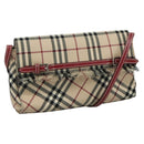 BURBERRY Nova Check Blue Label Shoulder Bag Canvas Beige Auth 111366-1