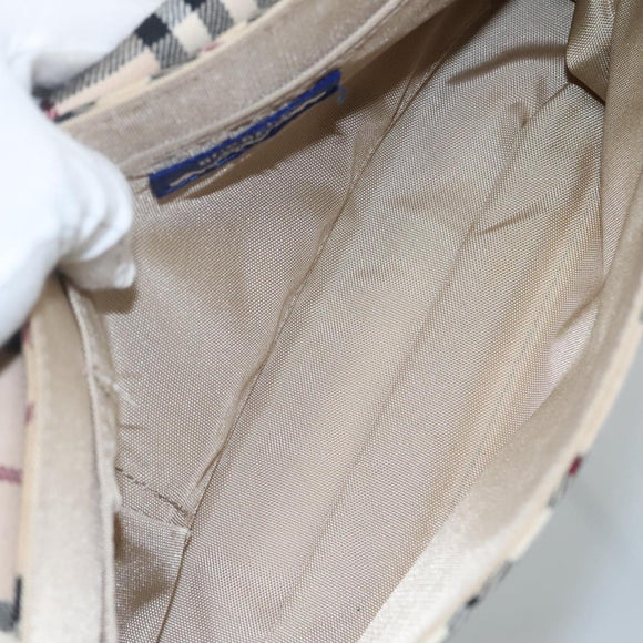 BURBERRY Nova Check Blue Label Shoulder Bag Canvas Beige Auth 111366