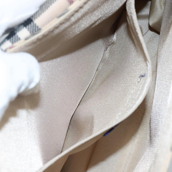 BURBERRY Nova Check Blue Label Shoulder Bag Canvas Beige Auth 111366