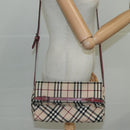 BURBERRY Nova Check Blue Label Shoulder Bag Canvas Beige Auth 111366-19