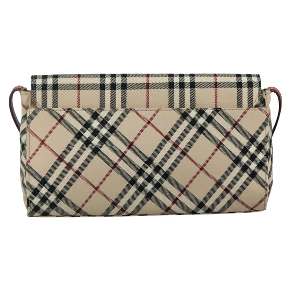 BURBERRY Nova Check Blue Label Shoulder Bag Canvas Beige Auth 111366