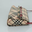 BURBERRY Nova Check Blue Label Shoulder Bag Canvas Beige Auth 111366-3