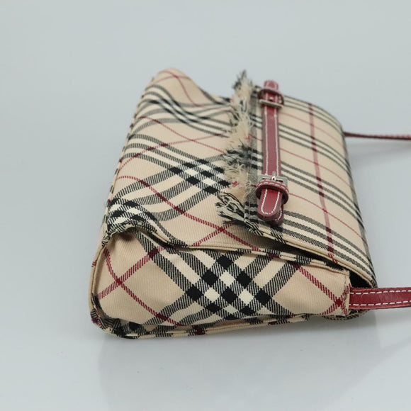 BURBERRY Nova Check Blue Label Shoulder Bag Canvas Beige Auth 111366