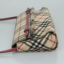 BURBERRY Nova Check Blue Label Shoulder Bag Canvas Beige Auth 111366-4