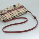 BURBERRY Nova Check Blue Label Shoulder Bag Canvas Beige Auth 111366-7