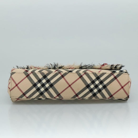 BURBERRY Nova Check Blue Label Shoulder Bag Canvas Beige Auth 111366