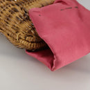 Salvatore Ferragamo Chain Shoulder Bag Satin Wicker Pink Auth 111370-11