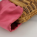 Salvatore Ferragamo Chain Shoulder Bag Satin Wicker Pink Auth 111370-12