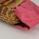 Salvatore Ferragamo Chain Shoulder Bag Satin Wicker Pink Auth 111370-13