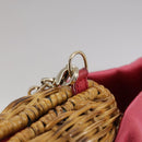 Salvatore Ferragamo Chain Shoulder Bag Satin Wicker Pink Auth 111370-16