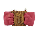 Salvatore Ferragamo Chain Shoulder Bag Satin Wicker Pink Auth 111370-2