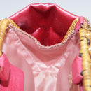 Salvatore Ferragamo Chain Shoulder Bag Satin Wicker Pink Auth 111370-20