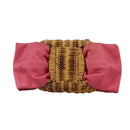 Salvatore Ferragamo Chain Shoulder Bag Satin Wicker Pink Auth 111370-2