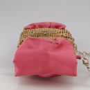 Salvatore Ferragamo Chain Shoulder Bag Satin Wicker Pink Auth 111370-5