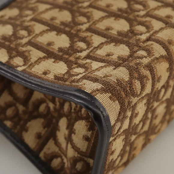 Christian Dior Trotter Canvas Shoulder Bag Gold Brown Auth 111398