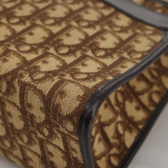 Christian Dior Trotter Canvas Shoulder Bag Gold Brown Auth 111398