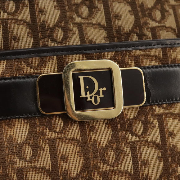 Christian Dior Trotter Canvas Shoulder Bag Gold Brown Auth 111398