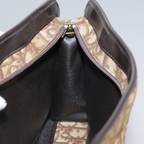 Christian Dior Trotter Canvas Shoulder Bag Gold Brown Auth 111398