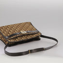 Christian Dior Trotter Canvas Shoulder Bag Gold Brown Auth 111398-7