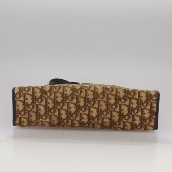 Christian Dior Trotter Canvas Shoulder Bag Gold Brown Auth 111398
