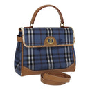 Burberrys Nova Check Hand Bag PVC Leather 2way Blue Auth 111399-1