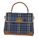 Burberrys Nova Check Hand Bag PVC Leather 2way Blue Auth 111399-13