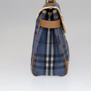 Burberrys Nova Check Hand Bag PVC Leather 2way Blue Auth 111399-4