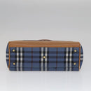 Burberrys Nova Check Hand Bag PVC Leather 2way Blue Auth 111399-5