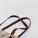 BURBERRY Nova Check Tote Bag Canvas Leather Beige Gold Auth 111400-9