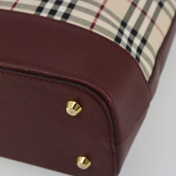 BURBERRY Nova Check Tote Bag Canvas Leather Beige Gold Auth 111400