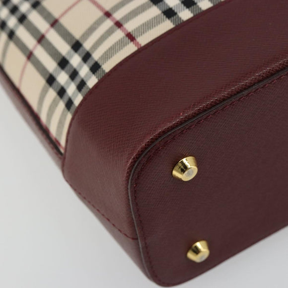 BURBERRY Nova Check Tote Bag Canvas Leather Beige Gold Auth 111400