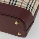 BURBERRY Nova Check Tote Bag Canvas Leather Beige Gold Auth 111400-10