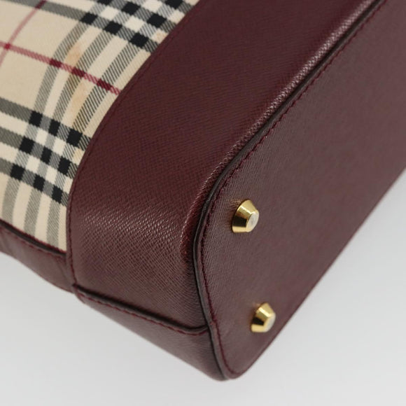 BURBERRY Nova Check Tote Bag Canvas Leather Beige Gold Auth 111400