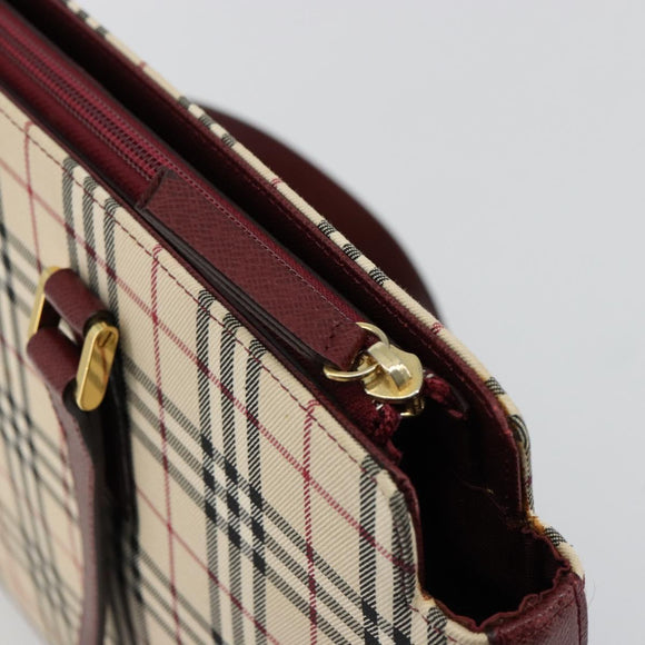 BURBERRY Nova Check Tote Bag Canvas Leather Beige Gold Auth 111400