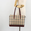 BURBERRY Nova Check Tote Bag Canvas Leather Beige Gold Auth 111400-25